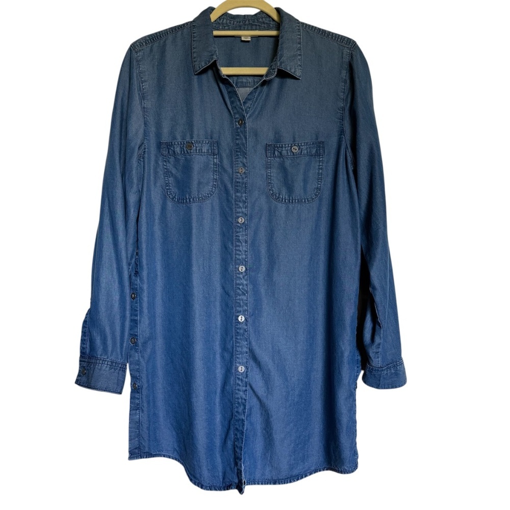 J. Jill Denim Chambray Shirt with Side Buttons Size‎ Medium
